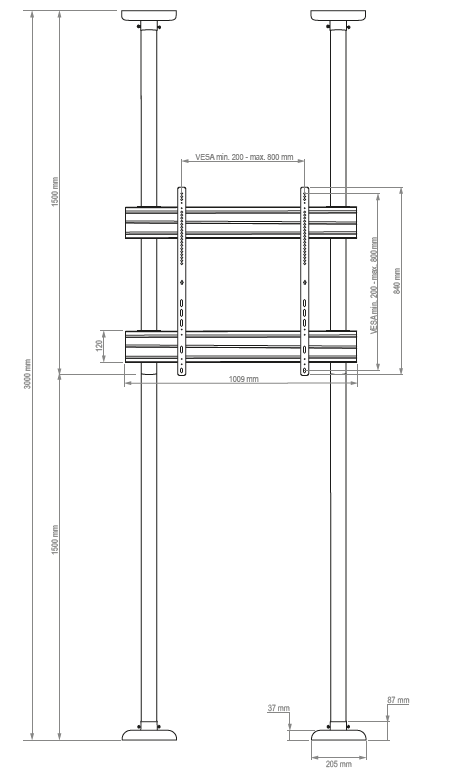HAGOR 3349 CPS Floor Ceiling Single HD Stand fig (19)